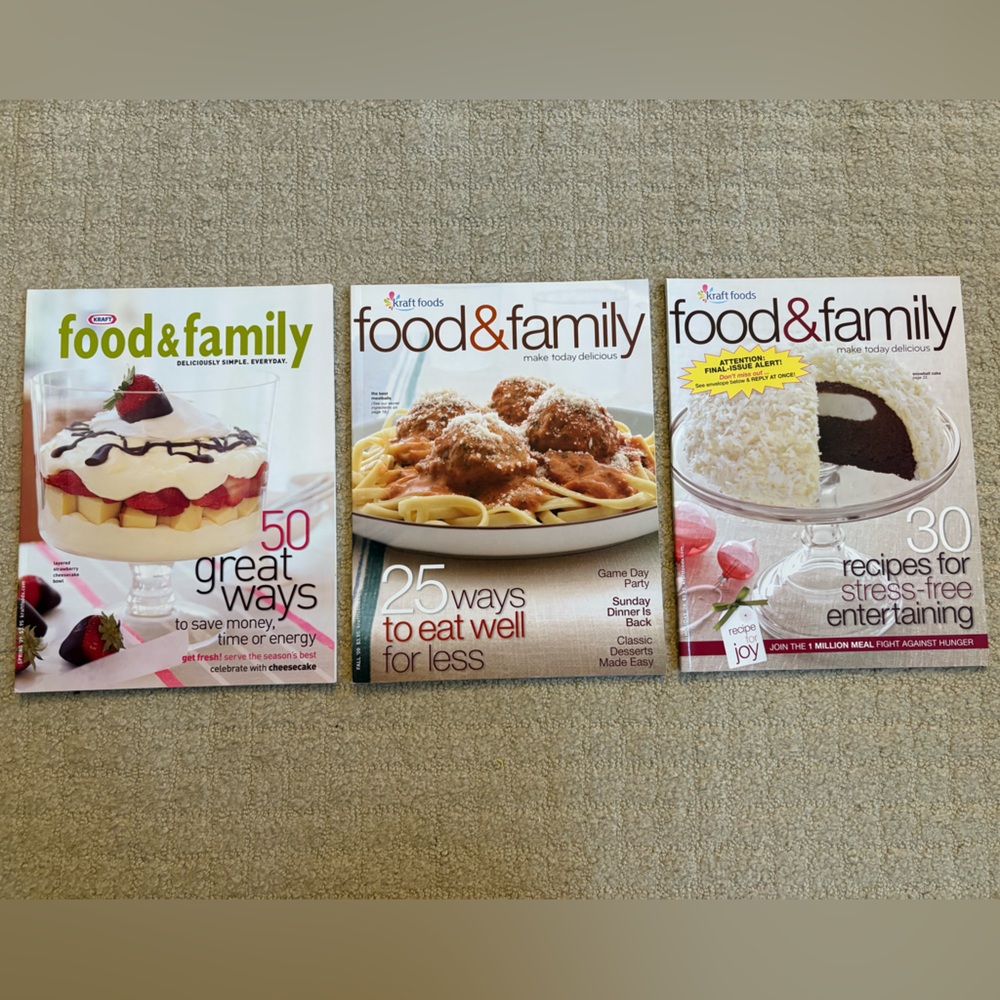 Set of 3 Food & Family Magazines 2005 Magazine Set Kraft Vintage Cookbook